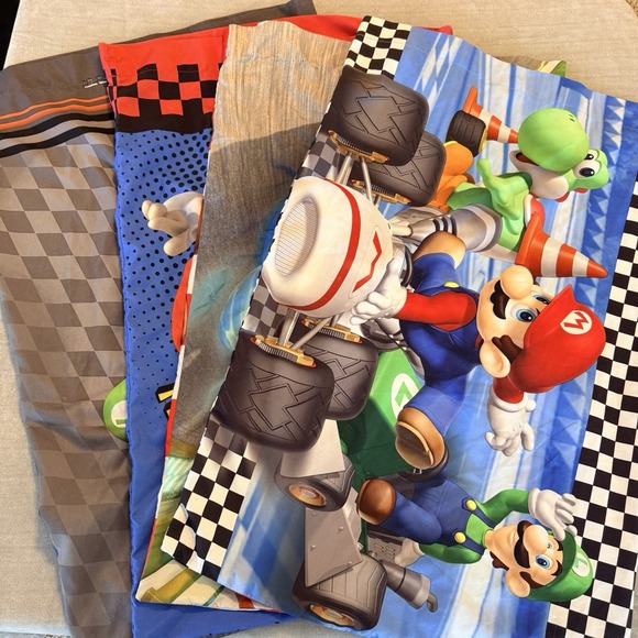 Nintendo Other - Nintendo Mario Kart Pillowcase Lot of 4 Mario Luigi Yoshi Bowser Donkey Kong